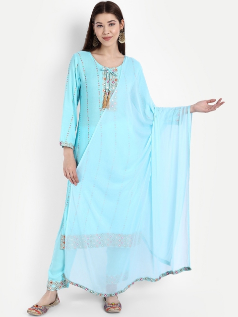 

Ziva Fashion Women Blue Empire Kurta with Trouser & Dupatta