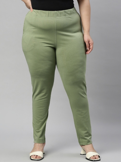

Go Colors Women Green Pleated Chinos Trousers