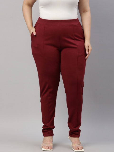 

Go Colors Women Maroon Slim Fit Trousers