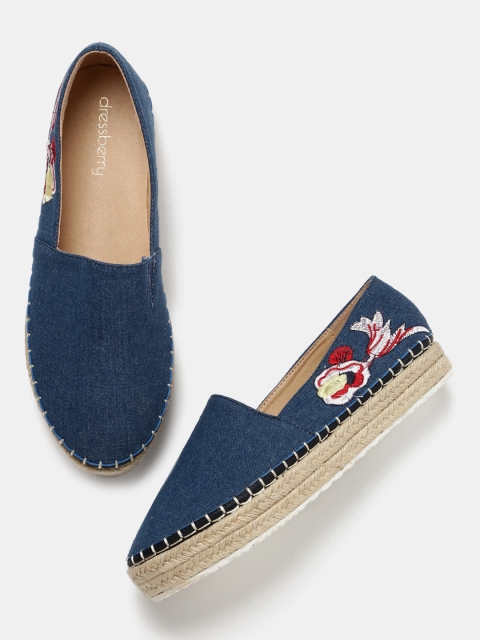 

DressBerry Women Blue Embroidered Slip-On Sneakers