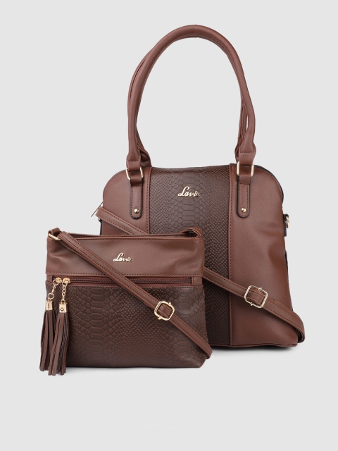 

Lavie Burgundy Set of 2 Animal Textured Structured Shoulder Bag and Sling Bag