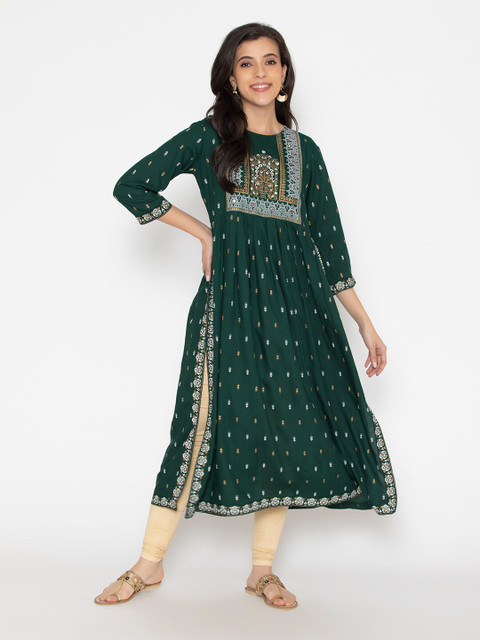 

SAABHI Green Ethnic Maxi Midi Dress