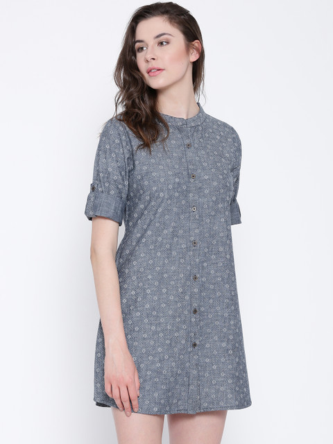 

Sera Women Grey Self-Design Shirt Dress