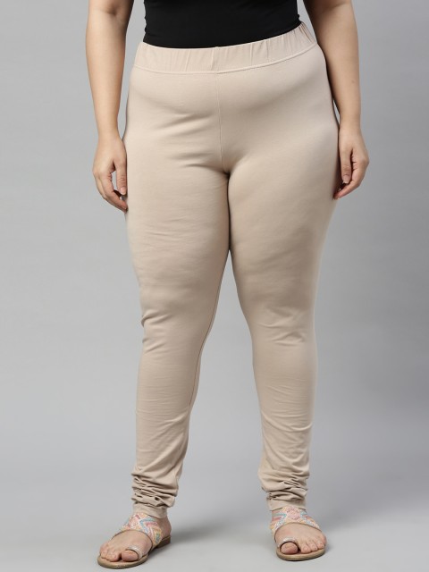 

Go Colors Women Khaki Solid Cotton Churidar Leggings