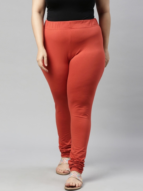 

Go Colors Women Rust Solid Cotton Churidar Leggings