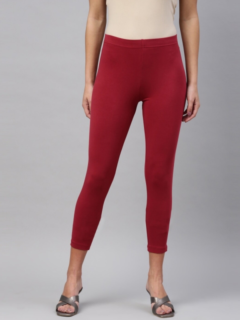 

Go Colors Women Maroon Solid Slim-Fit Ankle-Length Leggings
