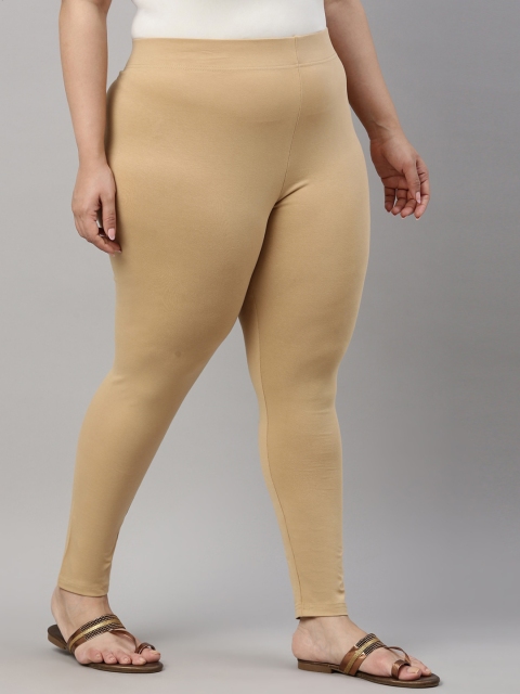 

Go Colors Women Beige Solid Slim-Fit Ankle-Length Leggings