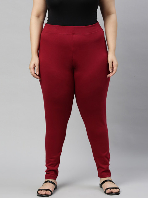 

Go Colors Women Red Solid Slim-Fit Ankle-Length Leggings