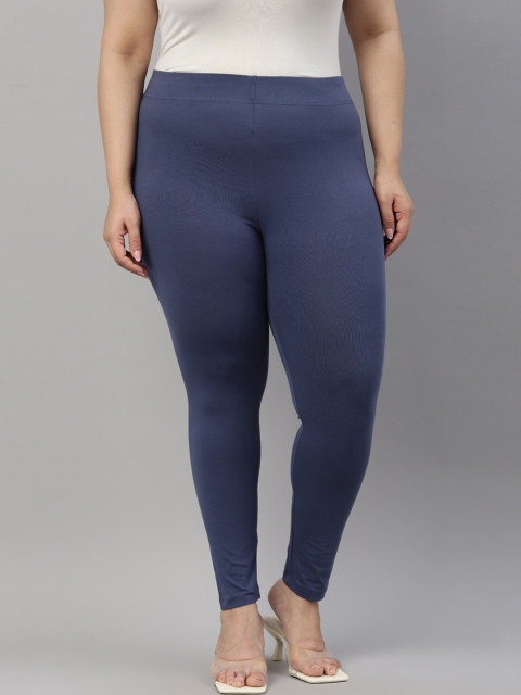 Go Colors Women Blue Solid Slim-Fit Ankle-Length Leggings
