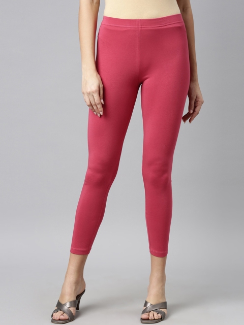 

Go Colors Women Pink Solid Slim-Fit Ankle-Length Leggings