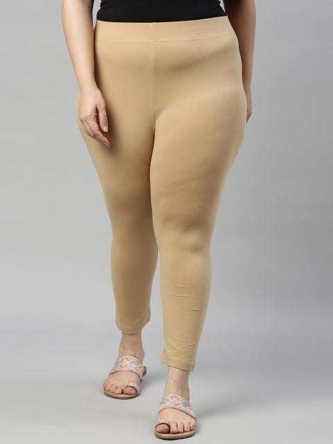 

Go Colors Women Beige Solid Slim-Fit Ankle-Length Leggings