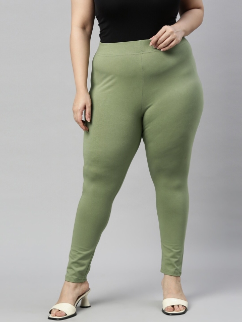 

Go Colors Women Green Solid Slim-Fit Ankle-Length Leggings