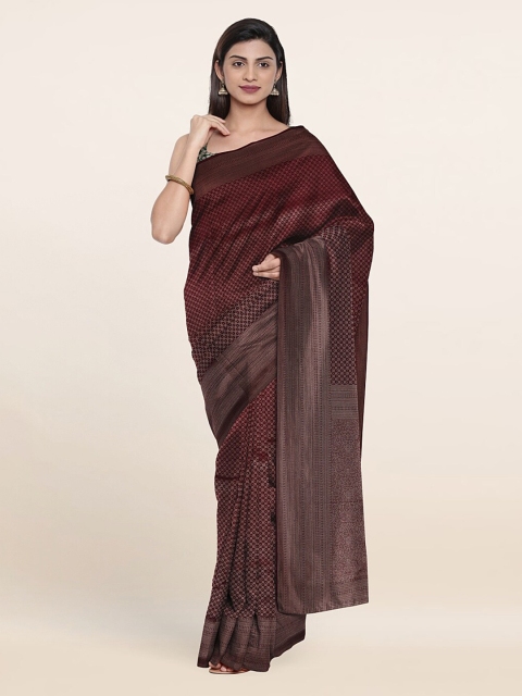 

Pothys Brown & Golden Ethnic Motifs Zari Art Silk Banarasi Saree