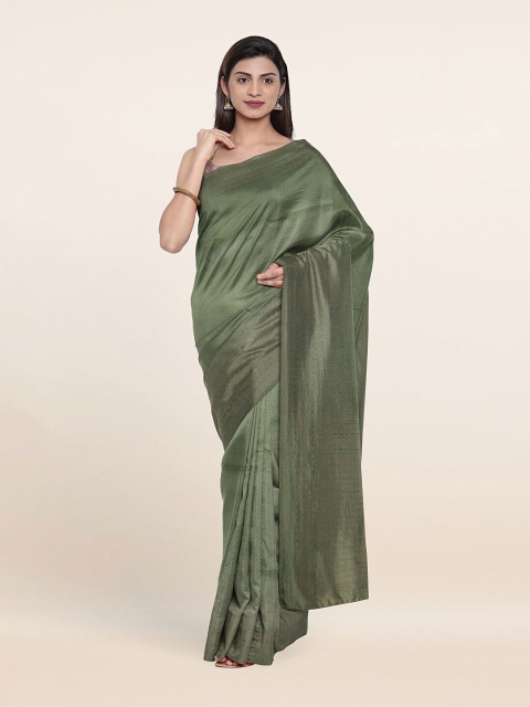 

Pothys Green & Copper-Toned Woven Design Art Silk Saree