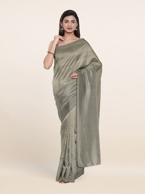 

Pothys Cream-Coloured & Grey Ethnic Motifs Zari Art Silk Saree