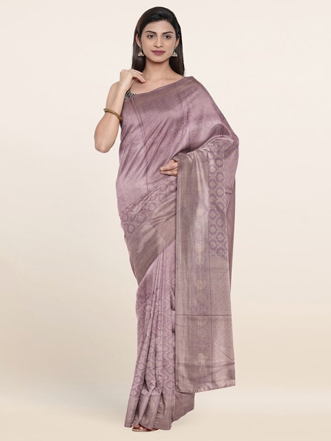 

Pothys Lavender & Gold-Toned Ethnic Motifs Zari Art Silk Banarasi Saree