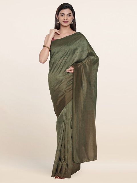 

Pothys Olive Green & Copper-Toned Zari Art Silk Banarasi Saree