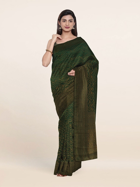 

Pothys Green & Gold-Toned Woven Design Art Silk Saree