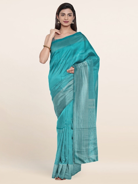 

Pothys Blue & Silver-Toned Woven Design Art Banarasi Silk Saree
