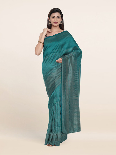

Pothys Blue & Silver-Toned Woven Design Zari Art Silk Saree
