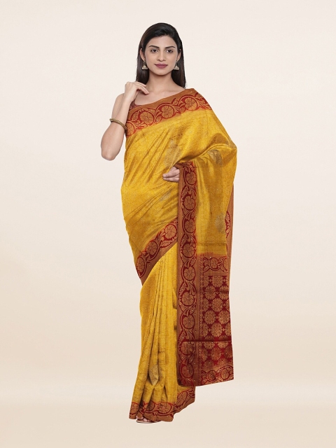 

Pothys Yellow & Maroon Woven Design Art Silk Saree