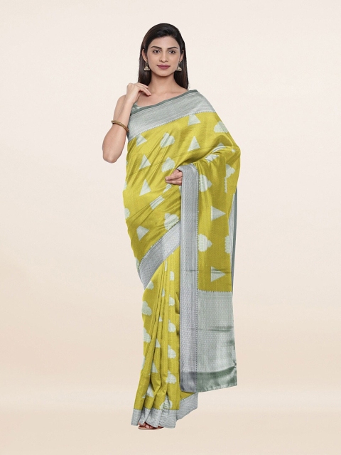 

Pothys Green & Silver-Toned Zari Art Silk Saree