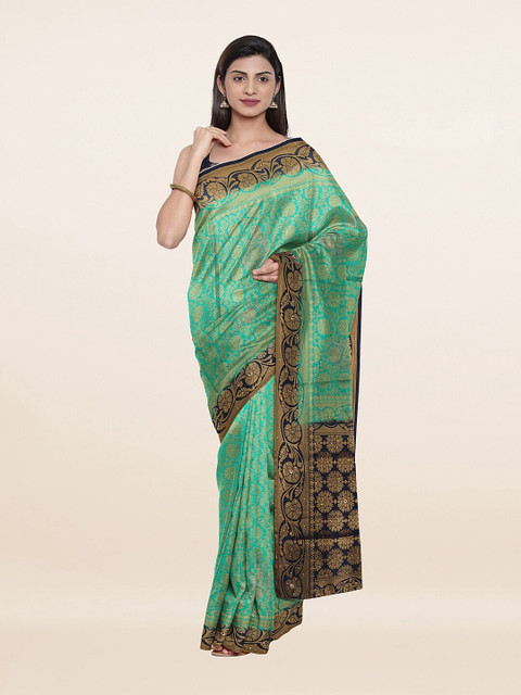 

Pothys Green & Blue Floral Zari Art Silk Saree