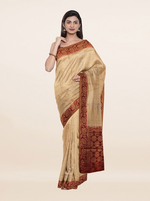 

Pothys Cream-Coloured & Red Woven Design Art Silk Saree