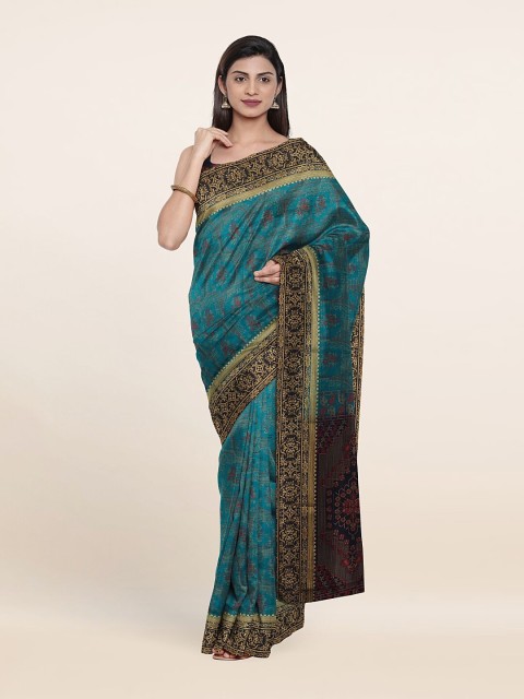

Pothys Green & Navy Blue Woven Design Art Banarasi Silk Saree