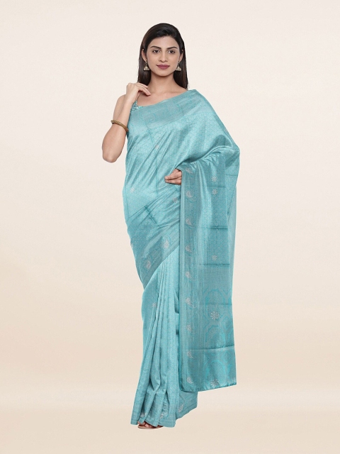 

Pothys Blue & Silver-Toned Woven Design Art Silk Saree