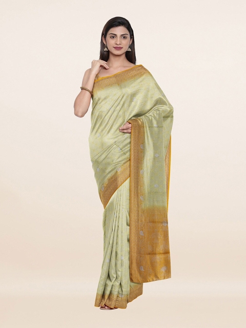 

Pothys Beige & Yellow Ethnic Motifs Zari Art Silk Banarasi Saree