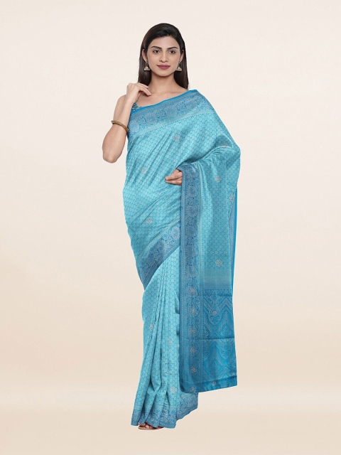 

Pothys Blue & Silver Ethnic Motifs Zari Art Silk Banarasi Saree