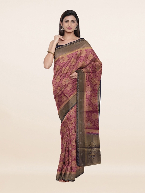 

Pothys Magenta & Gold-Toned Woven Design Art Silk Saree