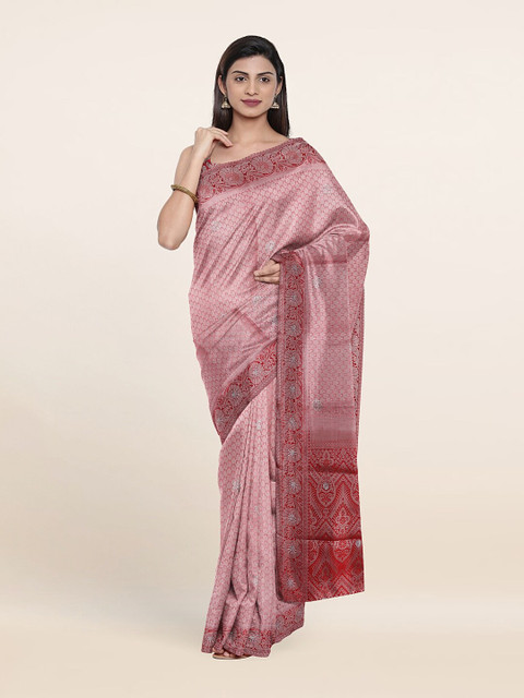 

Pothys Rose & Silver Ethnic Motifs Zari Art Silk Banarasi Saree