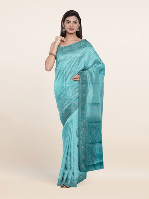 

Pothys Blue & Silver Ethnic Motifs Zari Art Silk Banarasi Saree