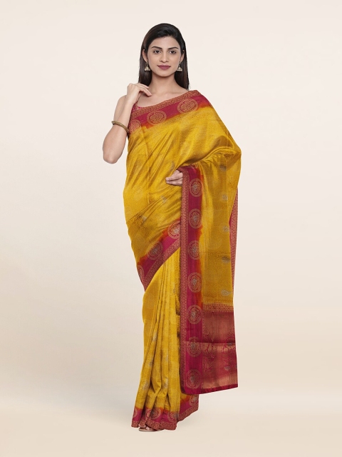 

Pothys Yellow & Red Paisley Zari Art Silk Saree