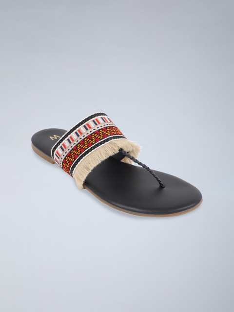 

W Black Embellished Ethnic Kitten Mules