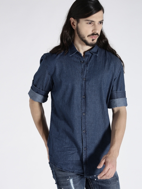 

Antony Morato Men Blue Slim Fit Printed Casual Shirt