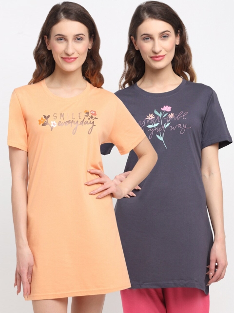 

Kanvin Women Pack Of 2 Printed Lounge T-Shirts, Purple