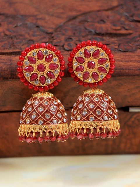 

Crunchy Fashion Red Contemporary Jhumkas Earrings