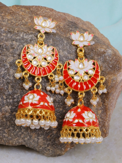 

Crunchy Fashion Red Contemporary Jhumkas Earrings
