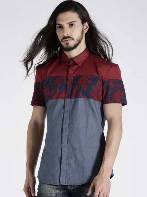 

Antony Morato Men Blue Slim Fit Colourblocked Casual Shirt