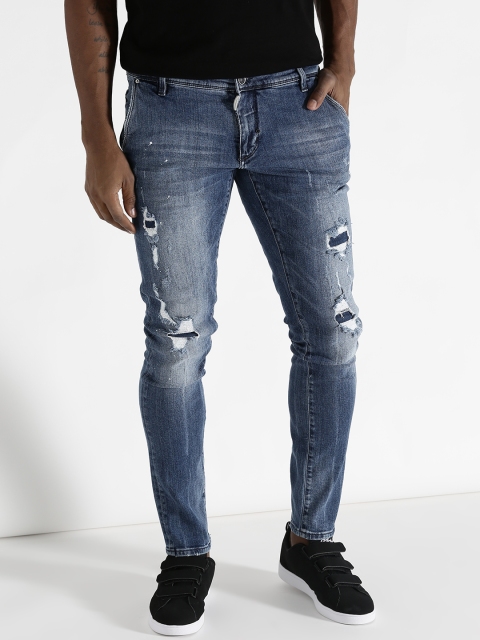 

Antony Morato Men Blue Rudy Super-Skinny Fit Mildly Distressed Stretchable Jeans