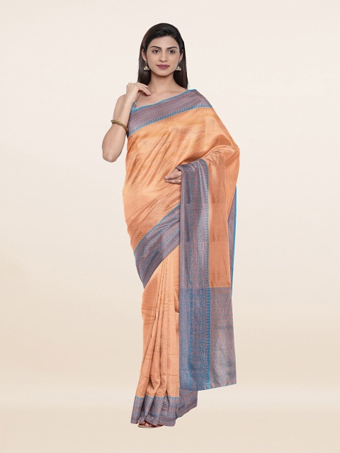 

Pothys Cream-Coloured & Blue Floral Zari Art Silk Saree
