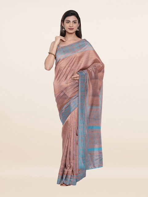 

Pothys Blue & Copper-Toned Ethnic Motifs Art Silk Saree