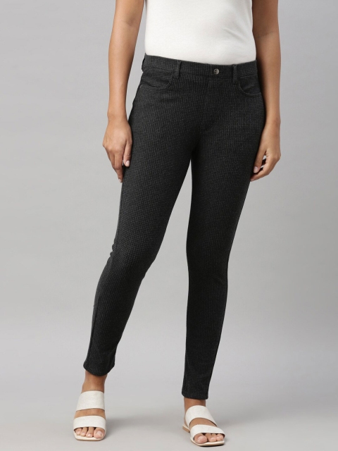 

Go Colors Women Black Checked Slim-Fit Denim Jeggings
