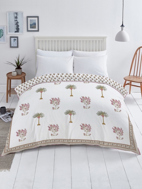 

AMOUVE White & Pink Floral Summer 233 GSM Double Bed Dohar