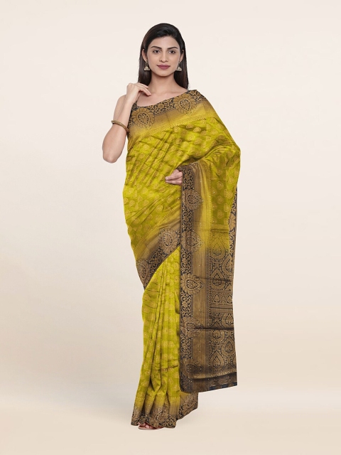 

Pothys Green & Gold-Toned Floral Zari Art Silk Saree