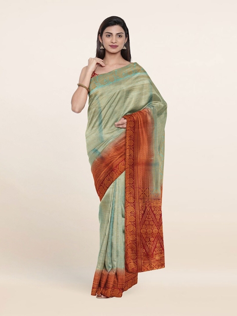 

Pothys Blue & Gold-Toned Floral Woven Design Art Silk Saree