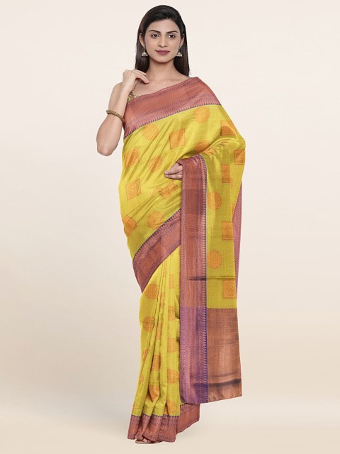 

Pothys Green & Gold-Toned Floral Saree